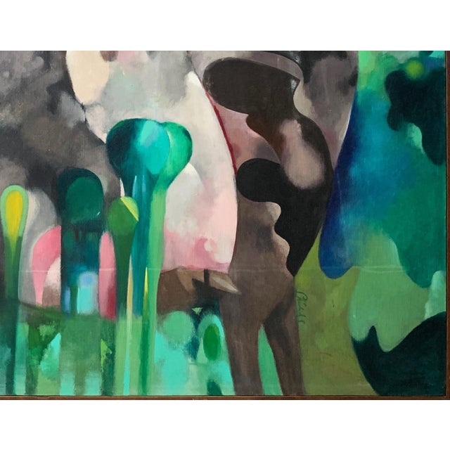 1980s 1988 "Utopia" Oil on Canvas Abstract Painting Renowned Illustrator Bill Shields For Sale - Image 5 of 6