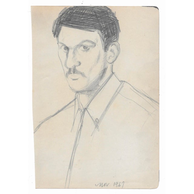 1967 drawing of a man with a mustache. Unsigned but dated November, 1967.