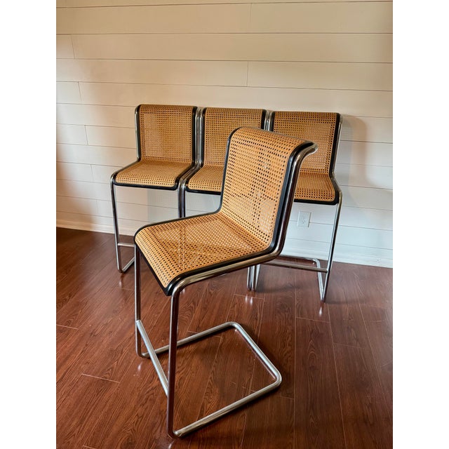 A Rare Set of Four Cesca Bar Stools in Cane and Chrome, Circa 1970s. Attributed to Marcel Breuer for Knoll For Sale In Houston - Image 6 of 12