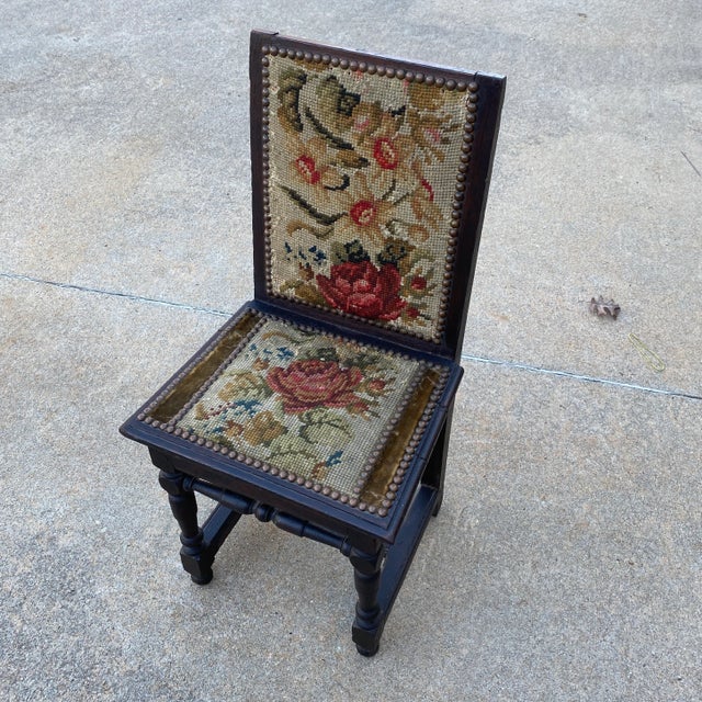 1970s Vintage Needlepoint Wooden Chair For Sale - Image 5 of 5