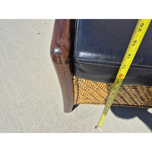 Vintage 1950s French Style Rattan and Wicker Club Chair With Matching Footrest For Sale In Palm Springs - Image 6 of 13