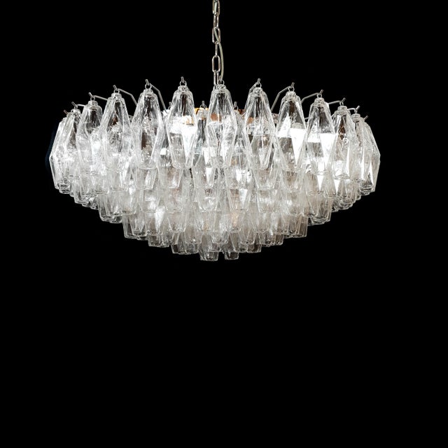 Metal Art Deco Murano Polyhedron Glass Brown Chandelier, Murano, Italy, 1961 For Sale - Image 7 of 7