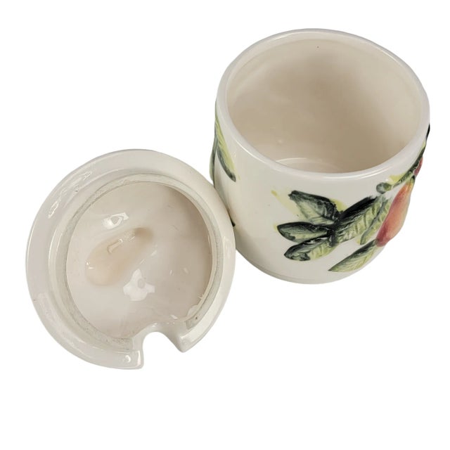 Ceramic TItalian Trompe L’Oeil Pear Jam Jar With Saucer, Hand-Painted Ceramic, 4.5" For Sale - Image 7 of 10