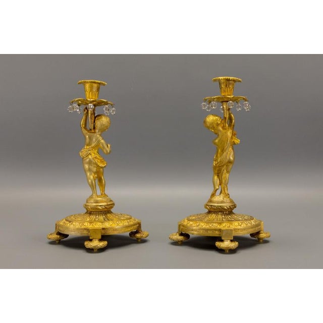 Late 19th Century French Neoclassical Style Bronze Cherub Candleholders, Set of 2 For Sale - Image 9 of 18