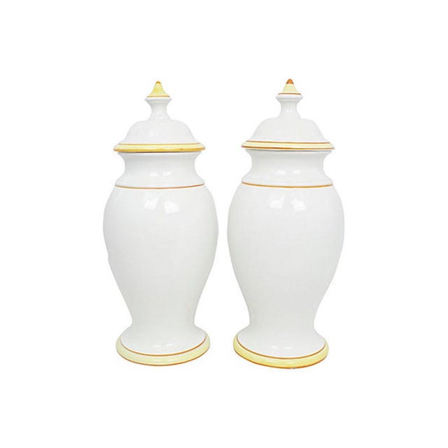1950s Mid-Century Italian Porcelain Ginger Jars - a Pair For Sale - Image 5 of 9