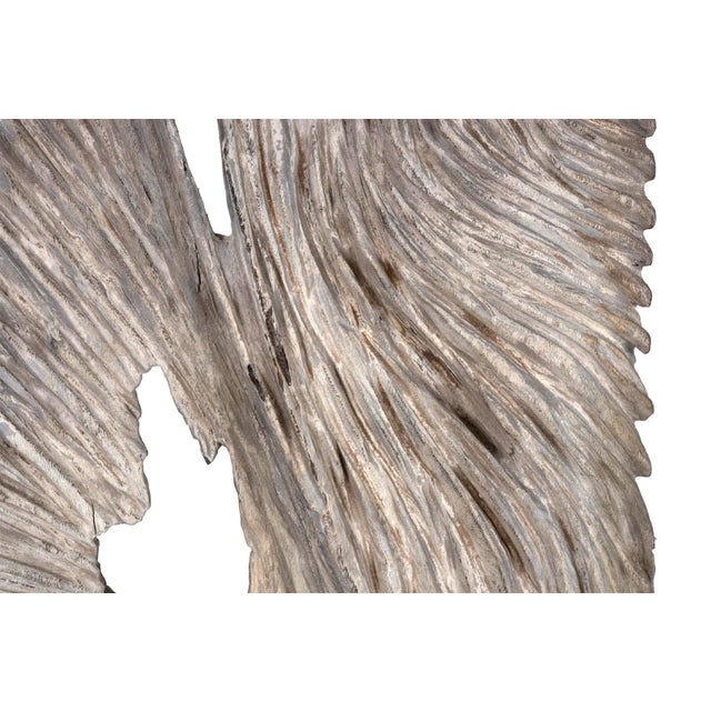 2010s Carved Teak Wood Panel on Stand For Sale - Image 5 of 6