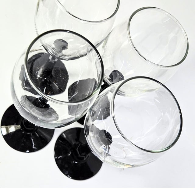 Gothic Black Pillar Stem Goblets- Set of Four For Sale - Image 6 of 10