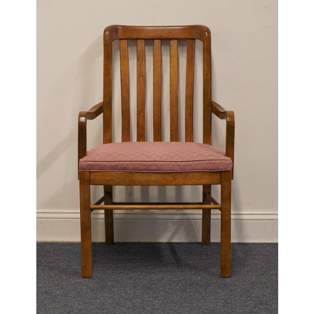 Rustic European Drexel Furniture Woodbriar Collection Rustic European Slat Back Dining Arm Chair For Sale - Image 3 of 9