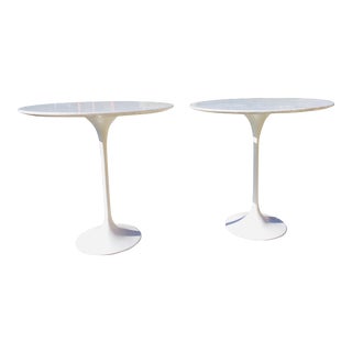 Modern Eero Saarinen Marble Top Tulip Side Tables - a Pair For Sale