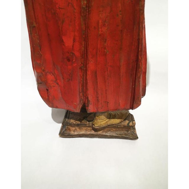 Venezian Polychrome Lacquered and Wooden Engraved Sculpture, 1750 For Sale - Image 12 of 18