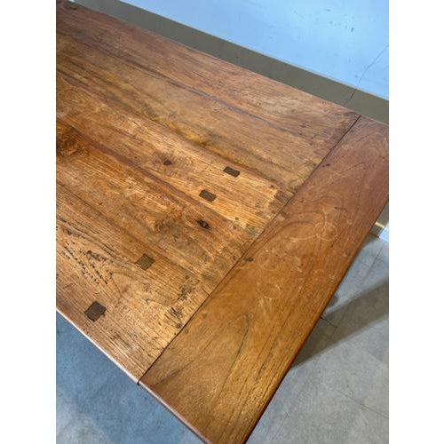 Large Rustic Wood Dining Table For Sale - Image 4 of 6