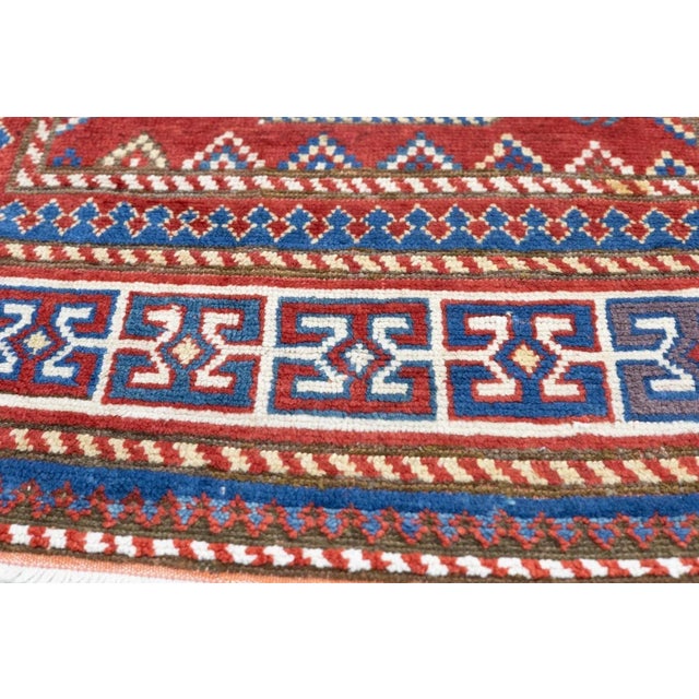 Blue Antique Kazak Rug 3'10'' x 7'7'' For Sale - Image 8 of 12