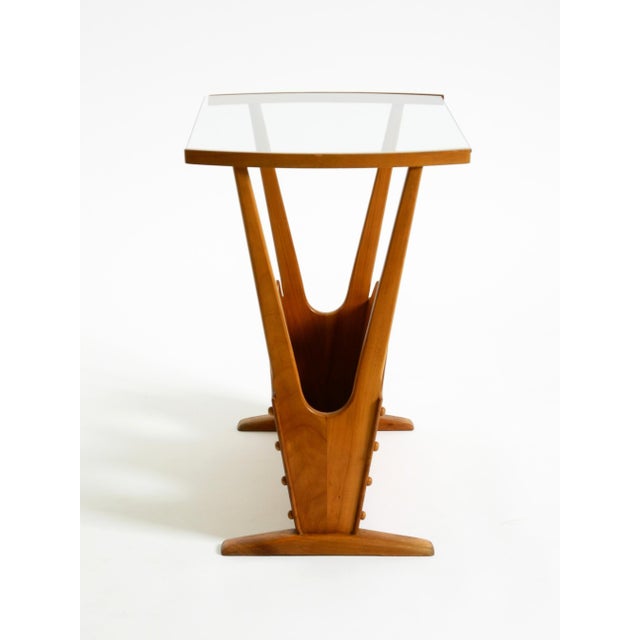 Mid-Century Modern Side Table with Magazine Rack in Ash Wood and Glass, 1950s For Sale - Image 18 of 18