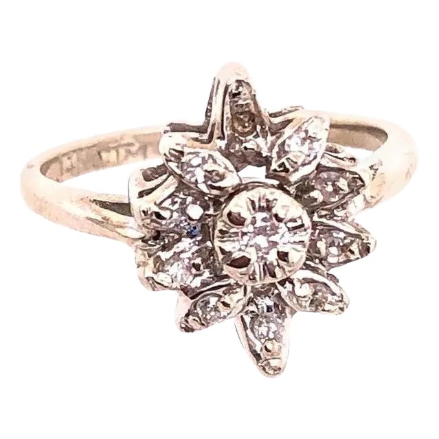 14 Karat White Gold Contemporary Ring Diamond Floral Design 0.33 TDW, Size 5.75 For Sale