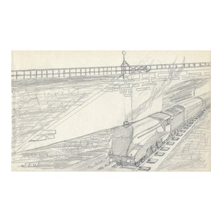 1943 Railroad Drawing by William Wood For Sale