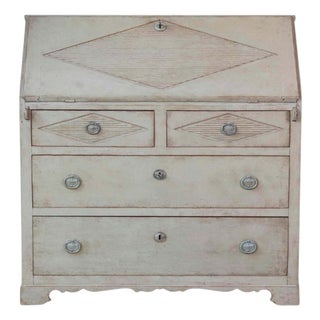 Swedish Gustavian Slant-Front Secretary in Original Cream Paint, 19th Century For Sale