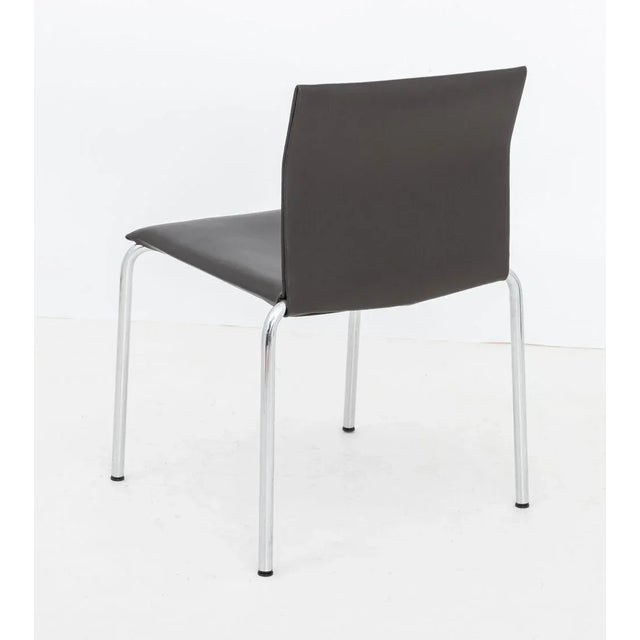 Late 20th Century Postmodern ChocoBrown Leather Side Chair For Sale - Image 5 of 5