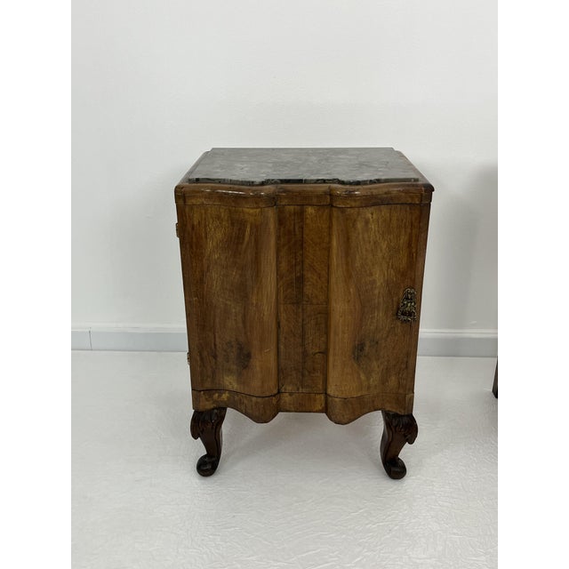 Sicilian Art Deco Bedside Tables with Marble Tops, 1940s, Set of 2 For Sale - Image 11 of 15