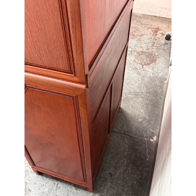 Brown Chinese Rosewood Secretary Desk Cabinet, Circa 1970's For Sale - Image 8 of 12