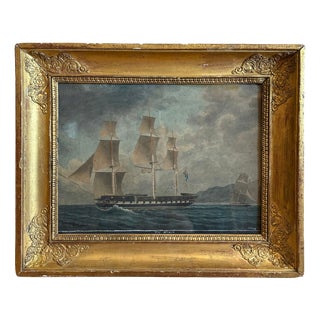 François Geoffroi Roux, Frigate HMS Majesty's Ship Amelia, 1820, Gouache For Sale
