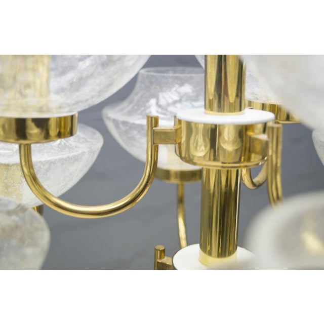 Vintage Glass and Brass Chandelier with Nine Heads, 1960s For Sale - Image 10 of 14