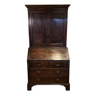 18th-Century Georgian Oak Bureau Bookcase For Sale