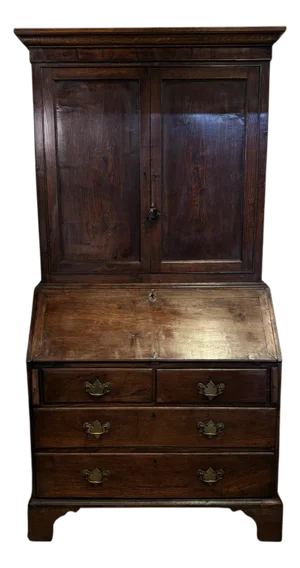 18th-Century Georgian Oak Bureau Bookcase