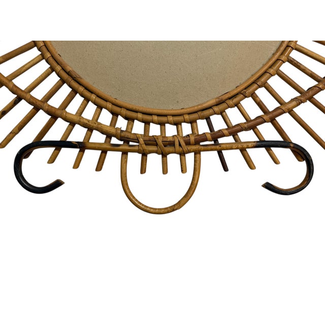 Vintage Rattan Sun Mirror, 1950s For Sale - Image 6 of 8