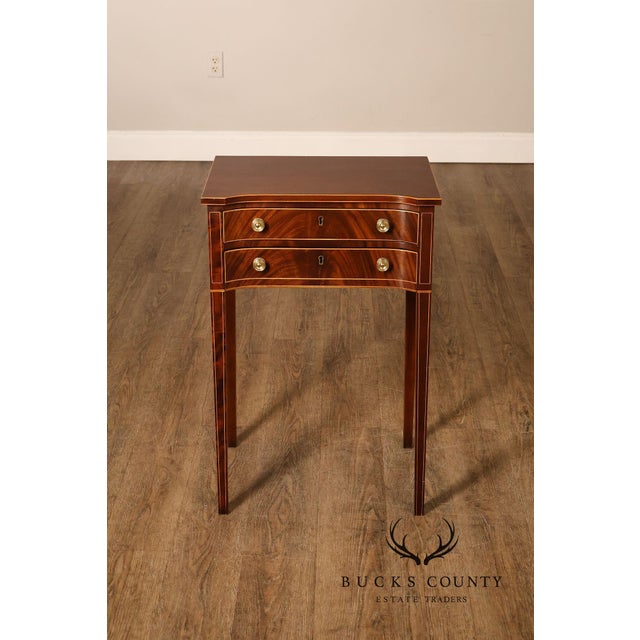 High Quality Stickley Colonial Williamsburg End Table or Nightstand Featuring A Mahogany Case With Fine Inlaid Stringing...