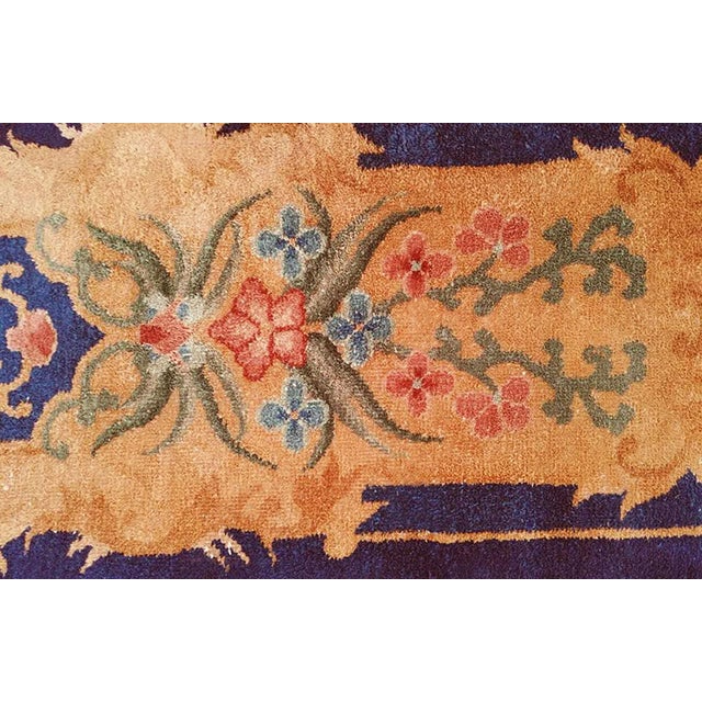 Art Deco 1920s Blue Navy Medallion Modern Antique Art Deco Rug 8' 9" X 11' 2" Handknotted Wool Carpet For Sale - Image 3 of 8