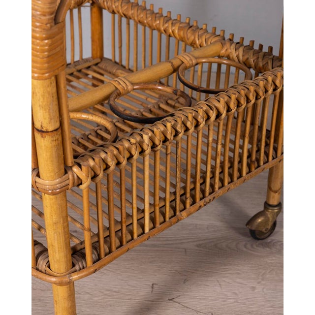 Vintage Bamboo Bar Trolley, Italy, 1960s For Sale - Image 10 of 11