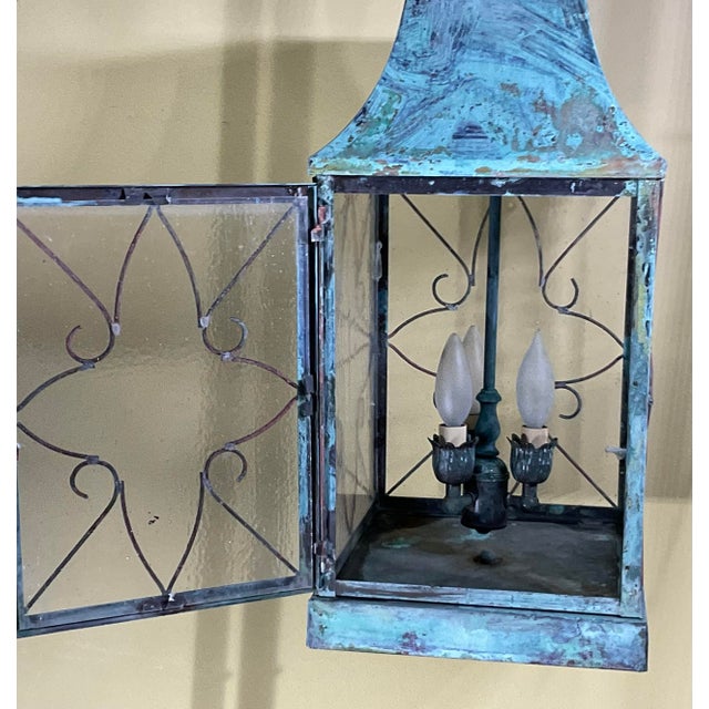 Stunning Vintage Copper Hanging Lantern For Sale - Image 9 of 12