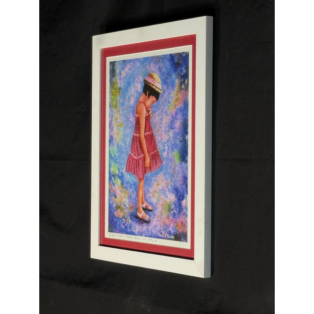 Traditional Framed Girl Portrait Print in White Frame For Sale - Image 3 of 6