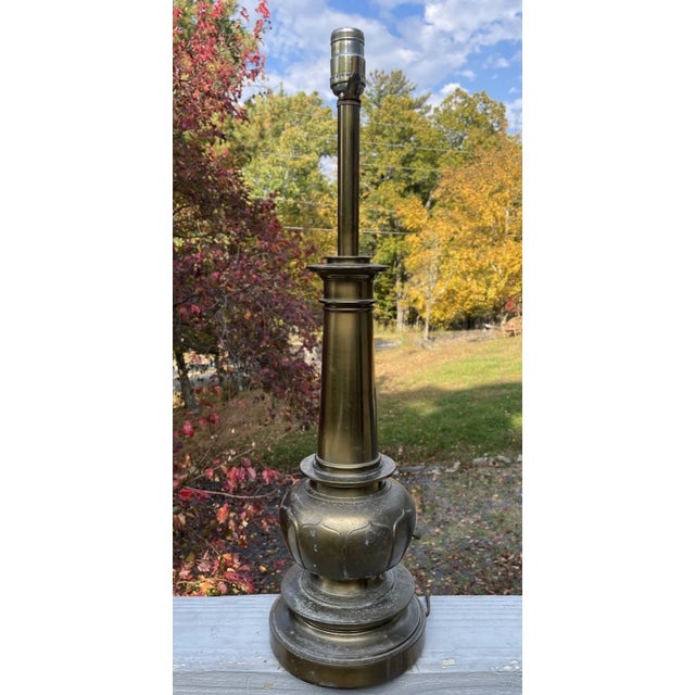 Vintage Mid-Century Modern Stiffel 'Lotus' Banquet Table Lamp Brass Lighting For Sale - Image 10 of 18
