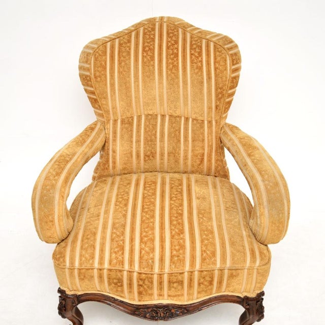 Brown Antique Victorian Carved Walnut Armchair, 1860s For Sale - Image 8 of 13