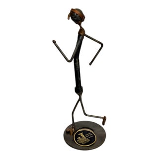 Vintage Sonny Dalton Signed Found-Metal Runner Sculpture With Original Tag For Sale