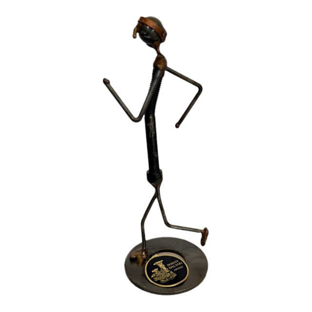Vintage Sonny Dalton Signed Found-Metal Runner Sculpture With Original Tag For Sale