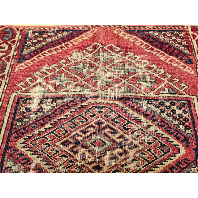 Turkish 19th Century Antique Turkish Village Rug, Handwoven Wool, Geometric, 1900s, 3' x 3' For Sale - Image 3 of 10