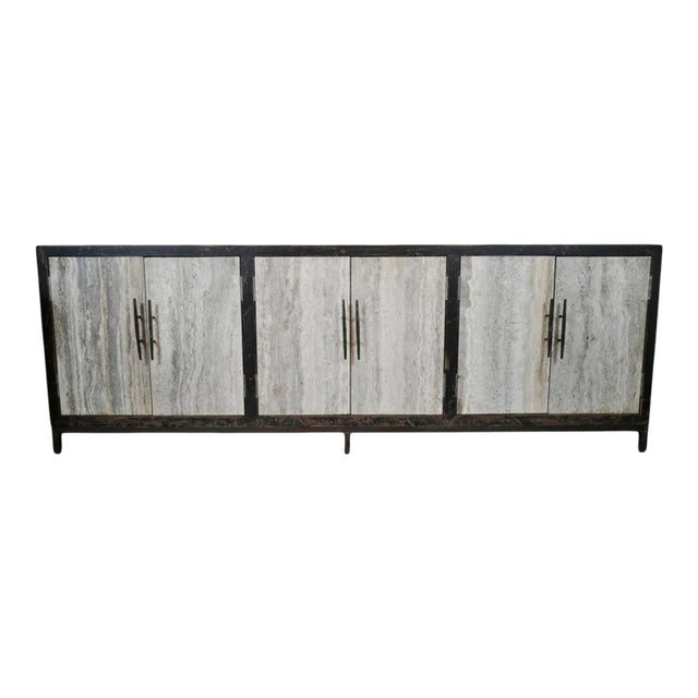 Grey Marble Modern Rustic Sideboard Credenza For Sale