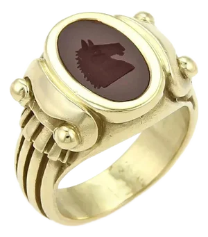 Kieselstein-Cord Horse Gem Intaglio 18k Yellow Gold Signet Ring, Size 6