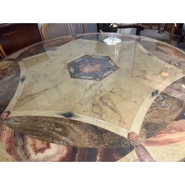 1970s Large 5ft Indoor Outdoor Patio Dining Table Iron Base Glass Top For Sale - Image 4 of 4