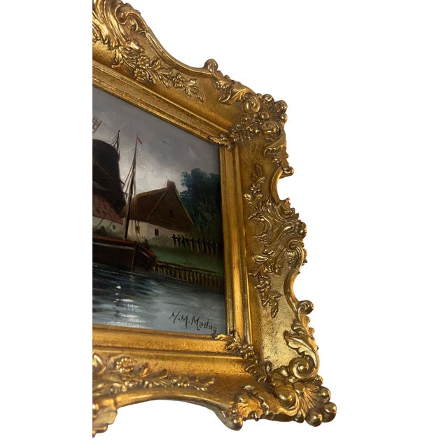 19th Century Set of Two 19th Century Antique Marine Oil Paintings in Gilt Frames For Sale - Image 5 of 10