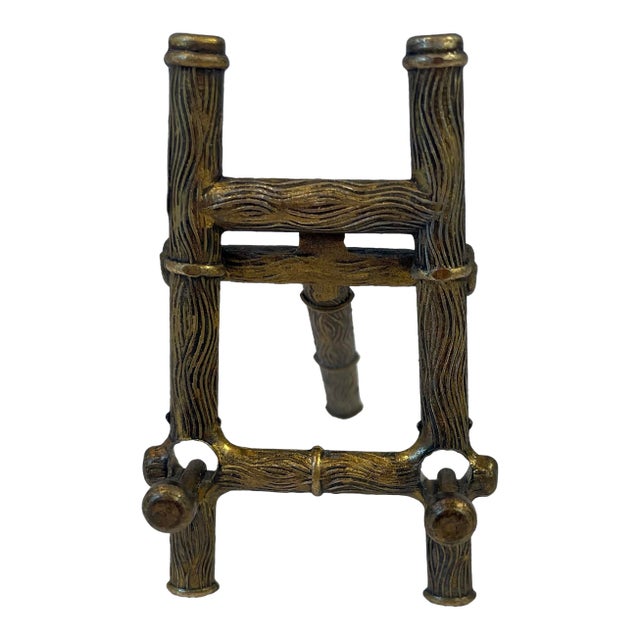 Vintage Italian Gold Metal Faux Bamboo Petite Easel For Sale