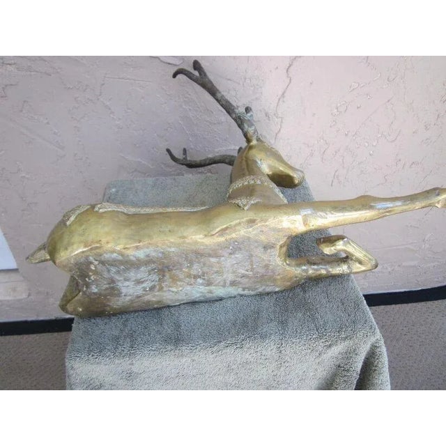Brass Vintage Sarreid Brass Deer Sculpture Figurine For Sale - Image 8 of 12
