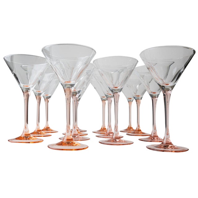 Vintage Pink Luminarc Martini Glasses, France, 1980s For Sale