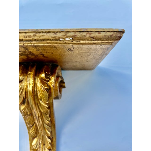 Large Italian Giltwood Acanthus Leaf Wall Bracket Shelf, 20th Century For Sale - Image 9 of 13