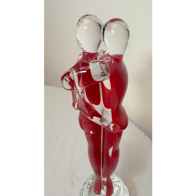 Vintage Hand Blown Italian Murano Glass Fornace Mian Formia Couple Sculpture For Sale - Image 10 of 17