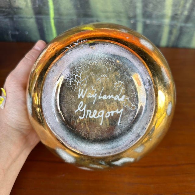 Waylande Gregory Metallic Gold Glazed Art Deco Bowl For Sale - Image 11 of 12