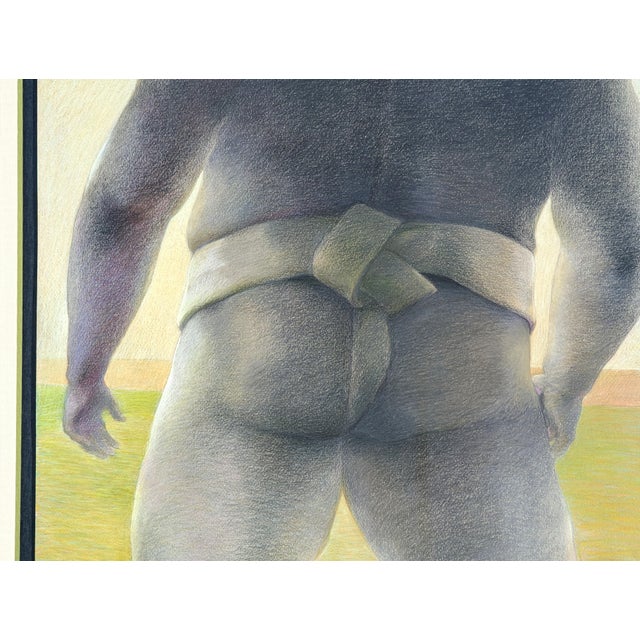 Phyllis Steele Modern Pastel Figurative Drawing of a Sumo Wrestler in a Mawashi from Behind, 20th Century For Sale - Image 9 of 10
