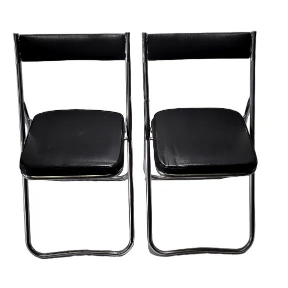 Mid 20th Century Vintage Fujiset Mid Century Black Folding Chairs - Set of 2 For Sale - Image 10 of 10